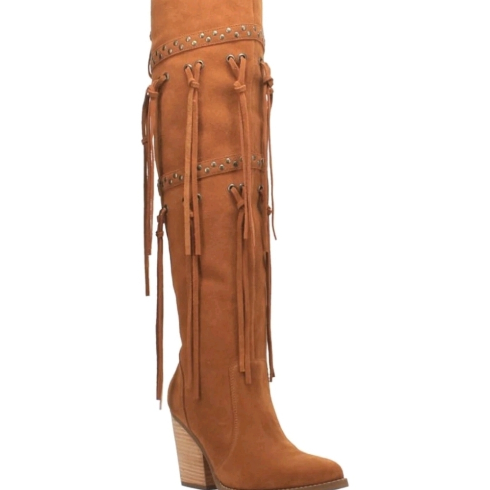 Dingo Thigh High Over The Knee Suede Fringe Boots Boho Western Hippie Chic - Picture 3 of 12